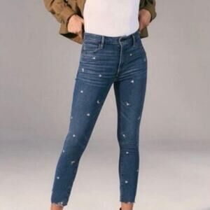 Abercrombie & Finch Simon High Rise Ankle Embroidered Jeans - 26